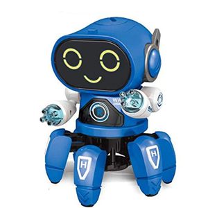 ربات کنترلی شش پا موزیکال و رقصنده آبی Dancing ROBOT on remote control RC music light blue -اسباب بازی